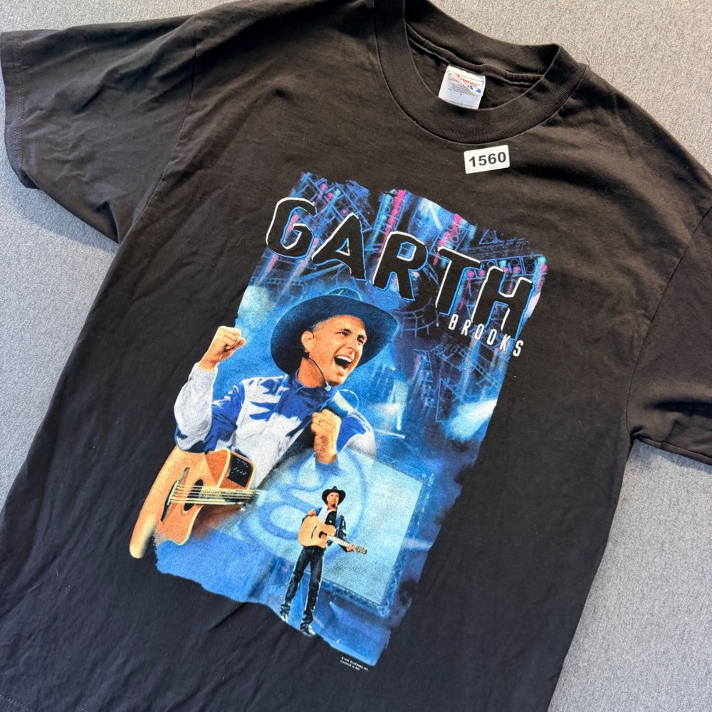 Vintage 1997 Garth Brooks Hanes Beefy-T Black Graphic T-Shirt Mens Large L